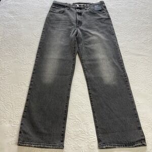 Levis Ribcage Straight Ankle Jeans Men 30x29 High Rise Stonewash Black Denim NWT